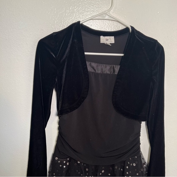 IZByer Formal Dress Black Silver Metallic Dots Velvet - Picture 2 of 11